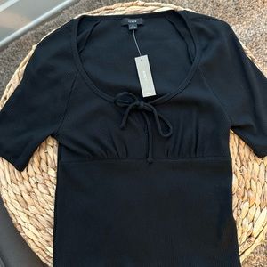 J. Crew Tie-front vintage rib T-shirt Black